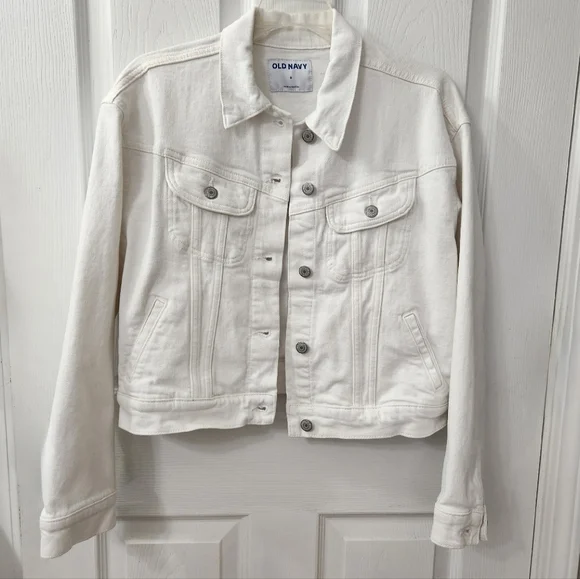 NWOT Old Navy Women's Cropped Trucker Jacket, Color: Off-White, Size: S - Picture 2 of 7